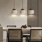 Travertine Stone LED Pendant Light in d052-p walnut color in a living room