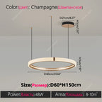 Modern Ring LED Chandelier – Round Pendant Light in type d 80cm 60cm in a living room