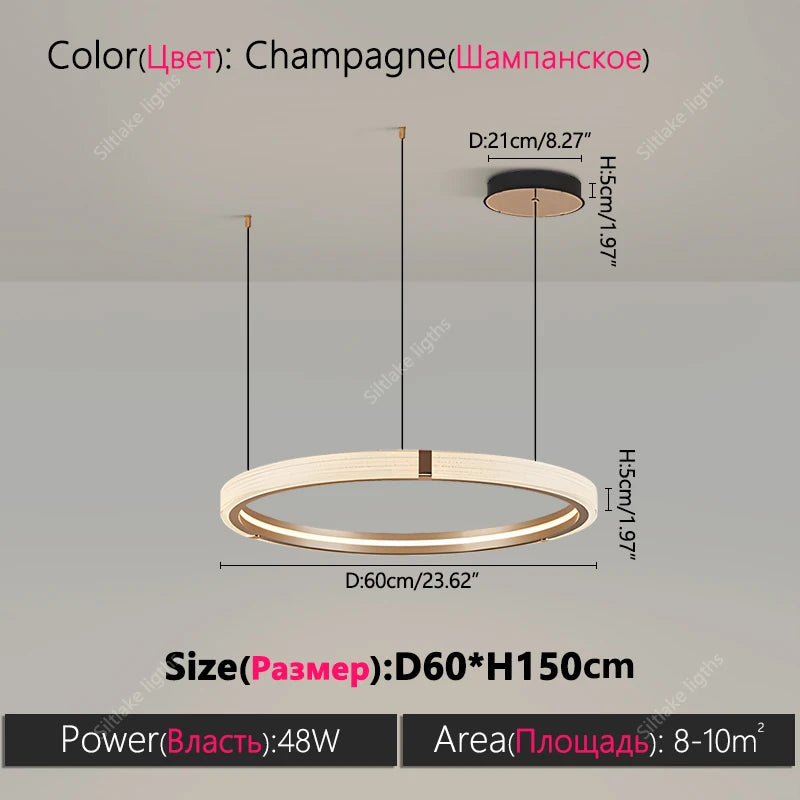 Modern Ring LED Chandelier – Round Pendant Light in type d 80cm 60cm in a living room