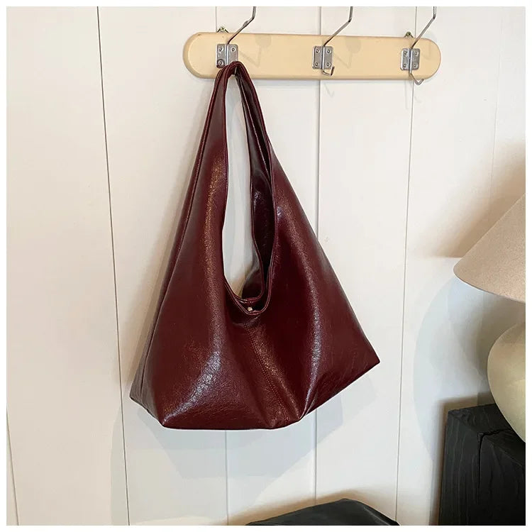 Large Capacity Hobo Shoulder Bag for Women – PU Leather Tote Handbag