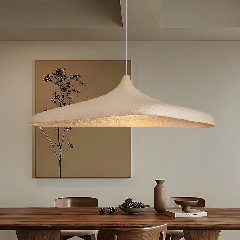 Japanese Wabi-Sabi LED Pendant Light in small 60cm x 35cm in a living room