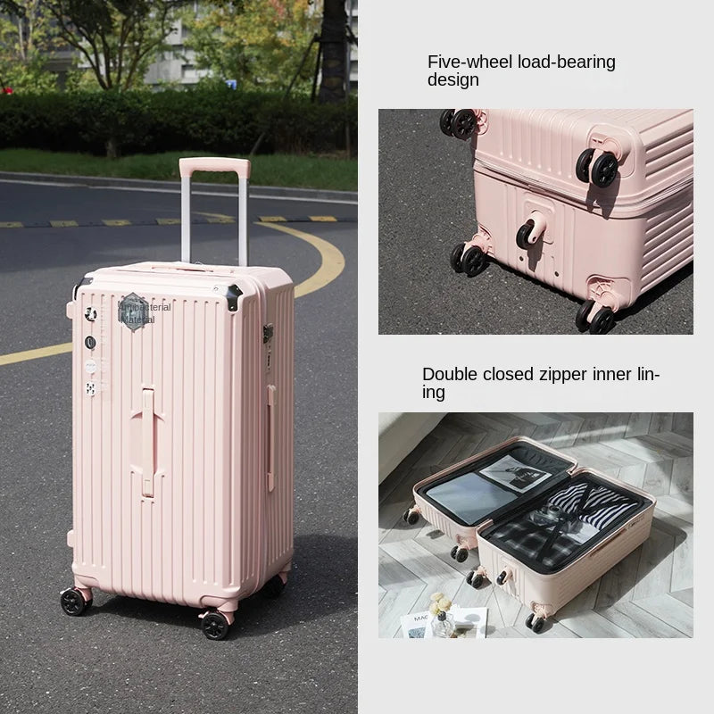 Oversized Spinner Suitcase – High Capacity 5-Wheel Trolley Luggage with Lock