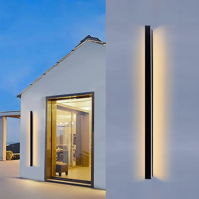 Nordic Outdoor LED Strip Wall Light in nautral light along a hallway