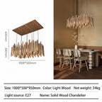 Retro Solid Wood Pendant Chandelier in changeable in a living room