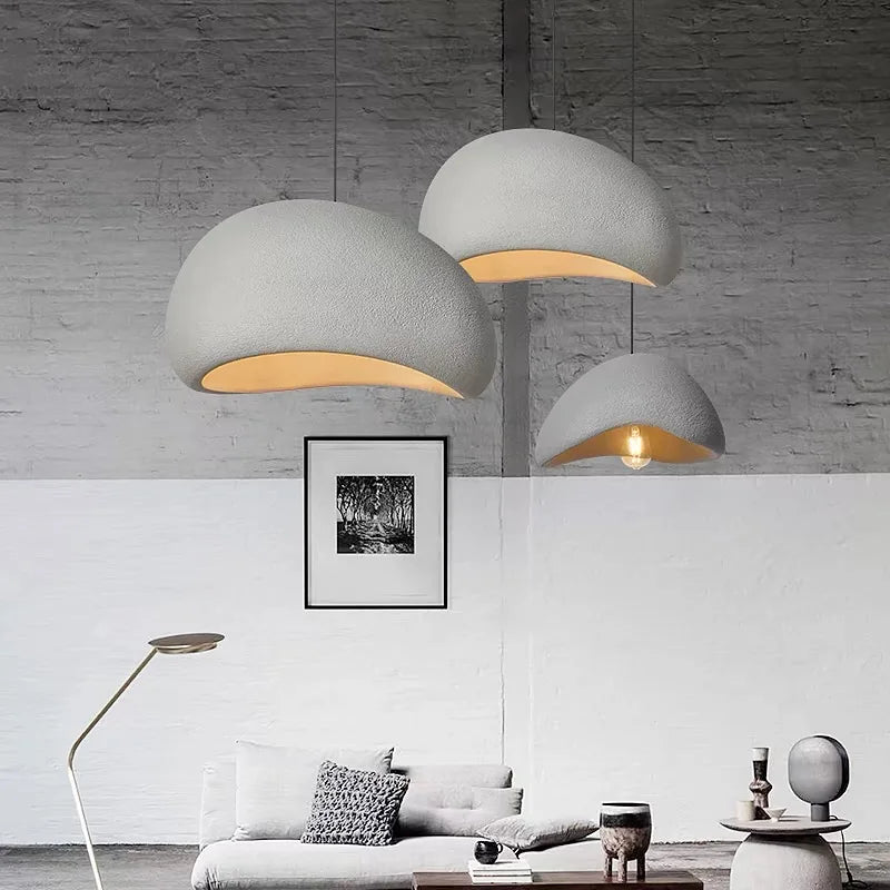 Modern Wabi-Sabi LED Ceiling Chandelier in a white in an entryway