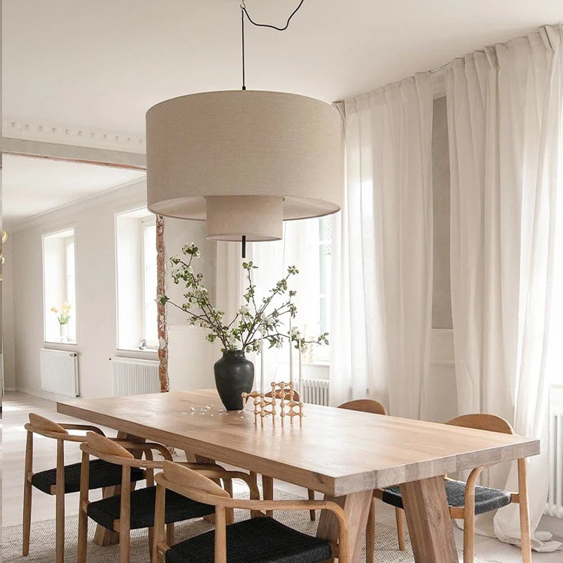 Nordic Wabi-Sabi Fabric Pendant Chandelier in d50cm in an entryway