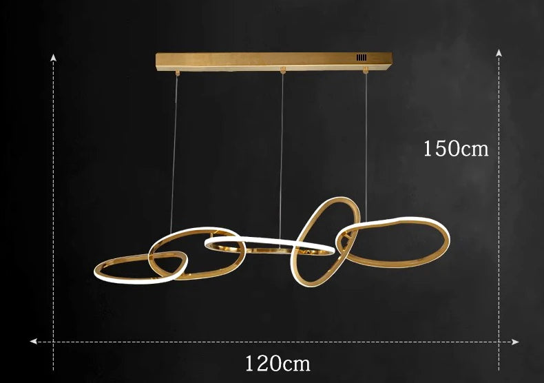 Modern LED Ceiling Pendant Chandelier in app with rc dimmable over a dining table