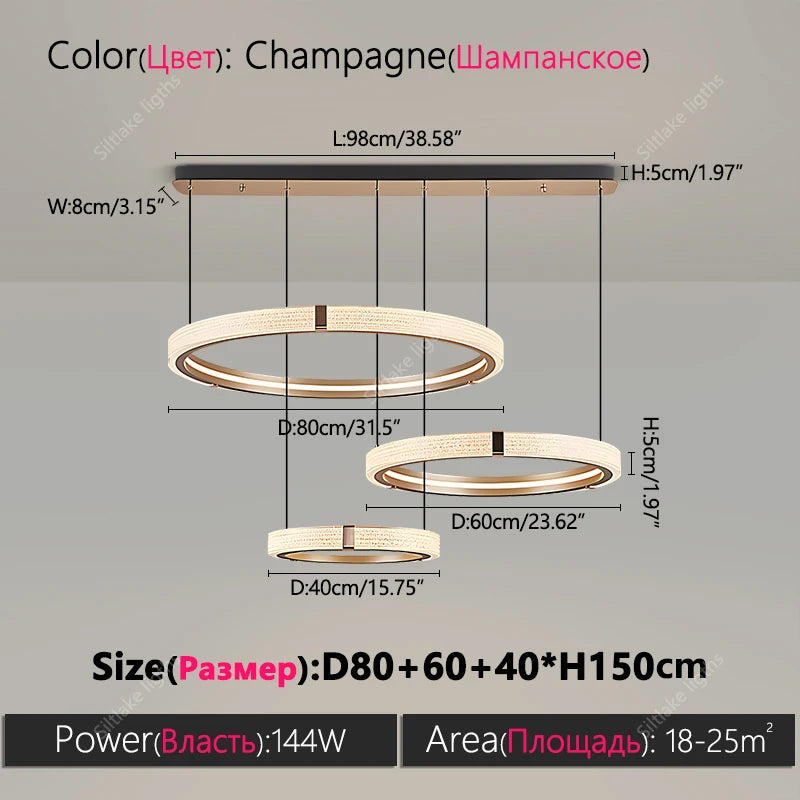 Modern Ring LED Chandelier – Round Pendant Light in 80cm 60cm in a living room
