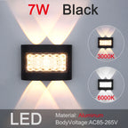 LED Aluminium Outdoor Wall Sconce in black in a living room