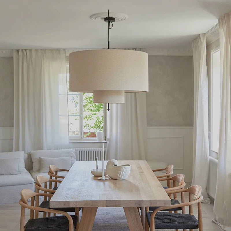 Nordic Wabi-Sabi Fabric Pendant Chandelier in d30cm
