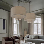 Nordic Wabi-Sabi Fabric Pendant Chandelier in d80cm over a dining table