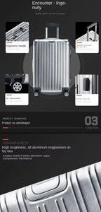 Aluminium Spinner Suitcase – 100% Aluminium-Magnesium Alloy Luggage with Password Lock