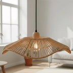 Handwoven Bohemian Ruffled Lampshade in 1pc on a side table