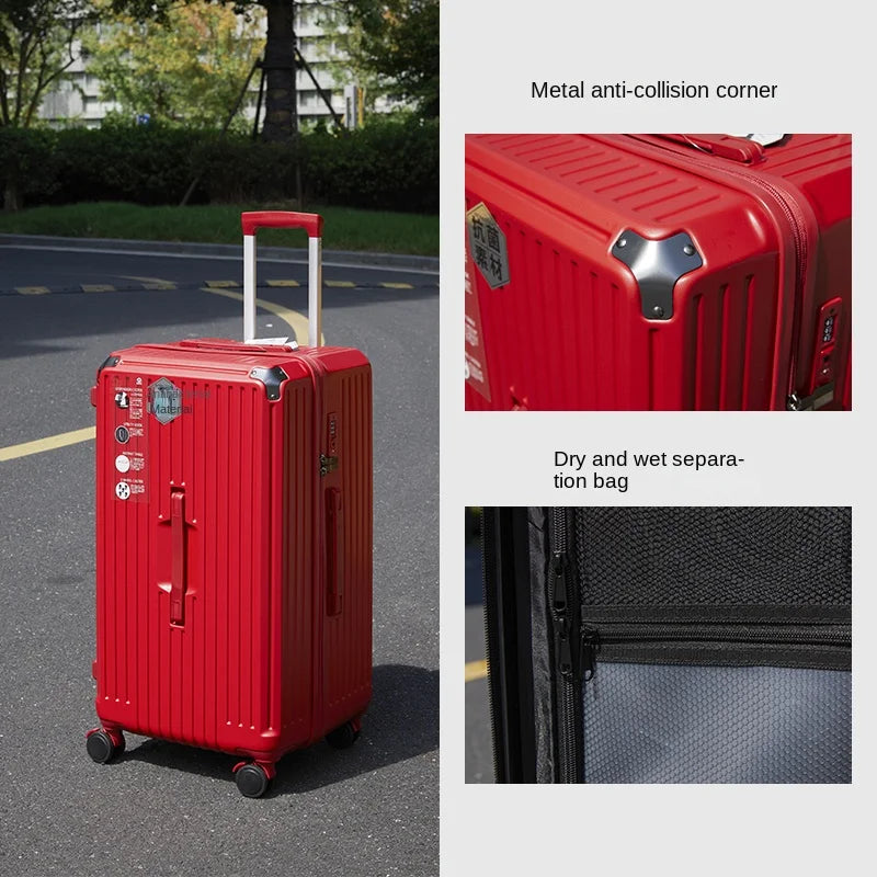 Oversized Spinner Suitcase – High Capacity 5-Wheel Trolley Luggage with Lock