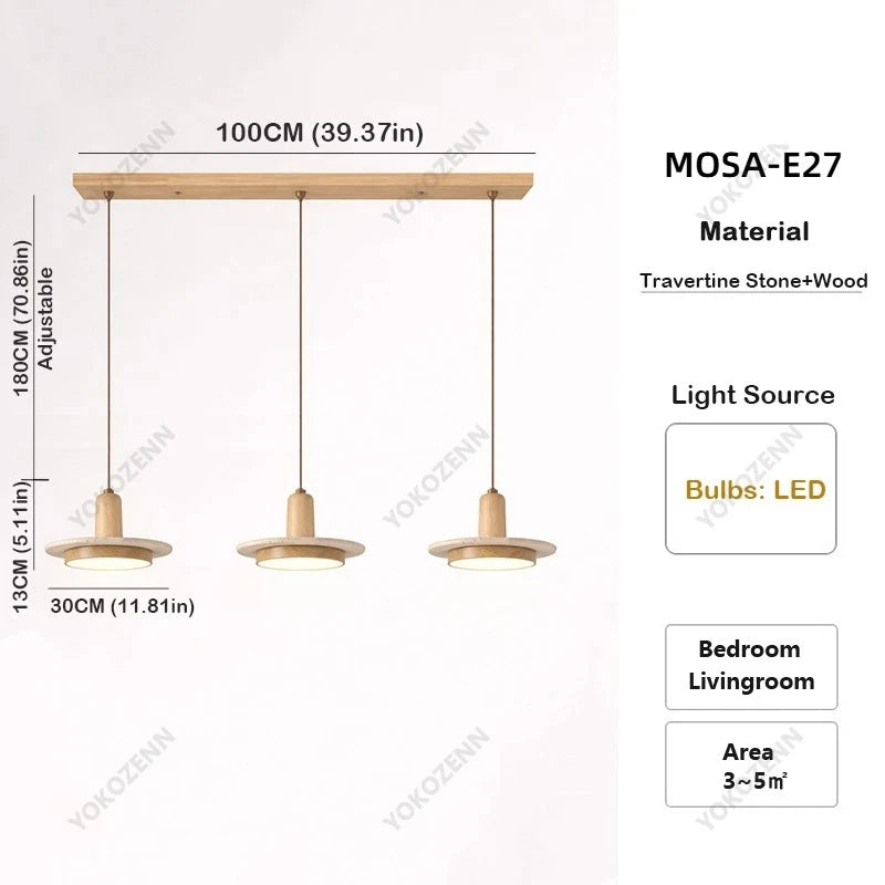 Travertine Kitchen Island Pendant Light in cold light 6000k in an entryway
