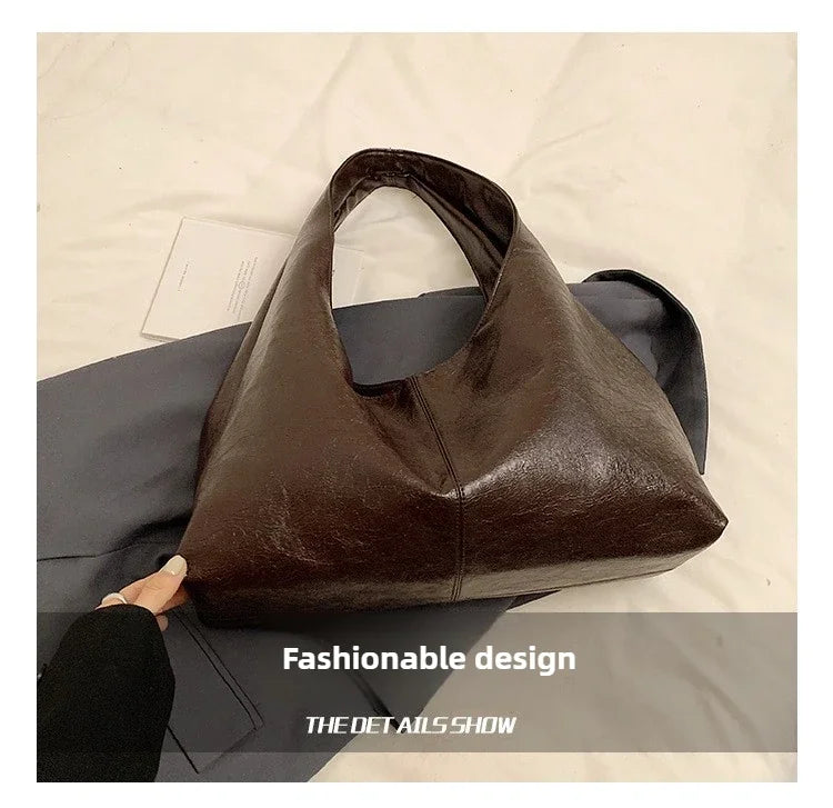 Large Capacity Hobo Shoulder Bag for Women – PU Leather Tote Handbag