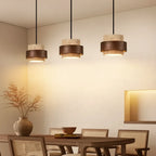 Travertine Cave Stone Pendant Chandelier in d-116-2 lights above a kitchen island