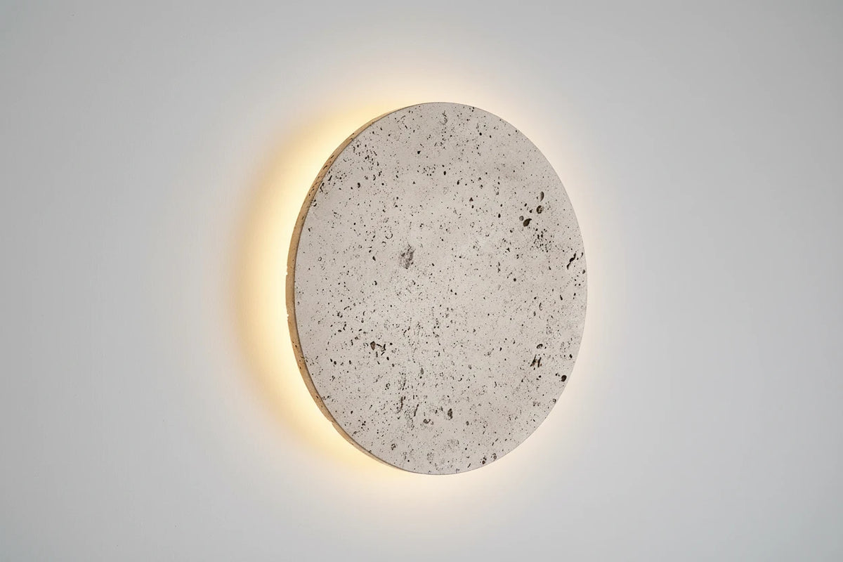 Wabi-Sabi Travertine Stone Wall Sconce in d-115
