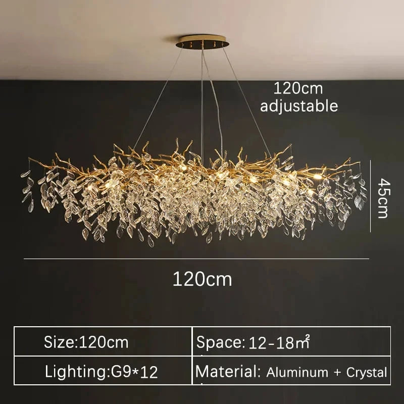 Luxury Gold Crystal LED Chandelier in long 100cm above a stairwell