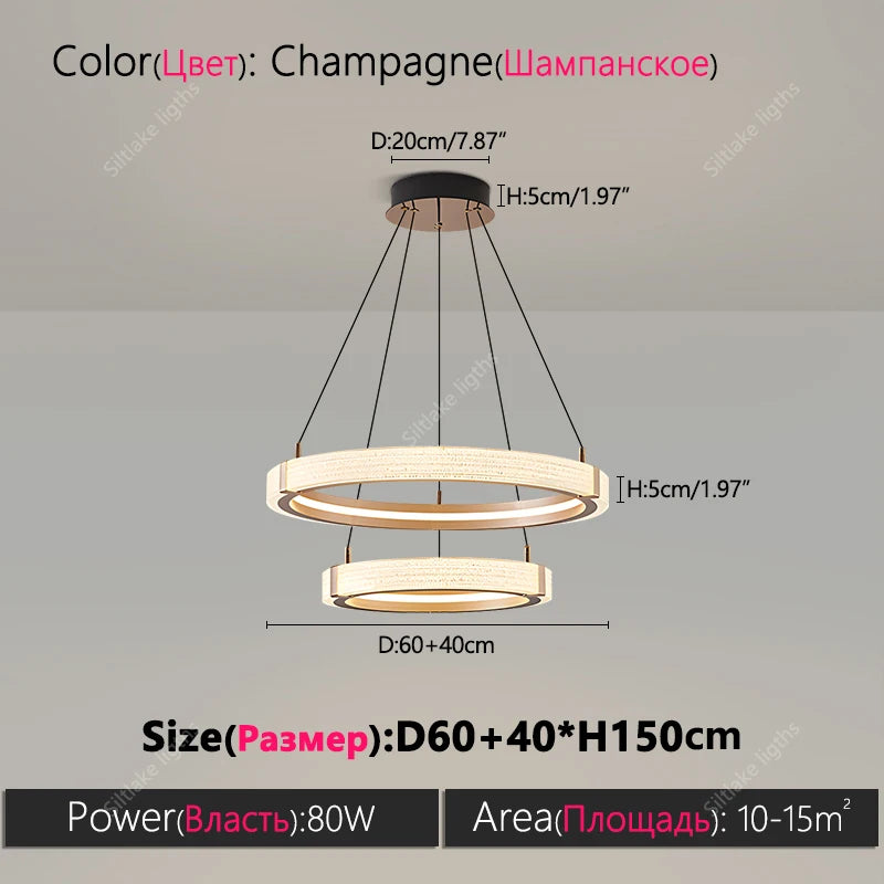 Modern Ring LED Chandelier – Round Pendant Light in 40cm in a living room