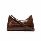 Retro Alligator Armpit Bag – Half Moon PU Leather Shoulder Bag for Women