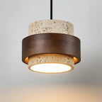 Travertine Cave Stone Pendant Chandelier in cold light 6000k above a kitchen island