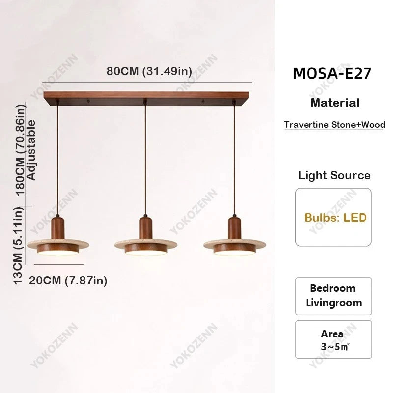 Travertine Kitchen Island Pendant Light in d159-30cm-log-3 in a living room