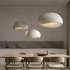 Nordic Wabi-Sabi LED Pendant Light in white a above a kitchen island