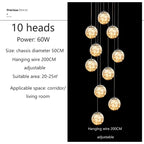 Modern LED Glass Ball Chandelier in 5 heads in an entryway