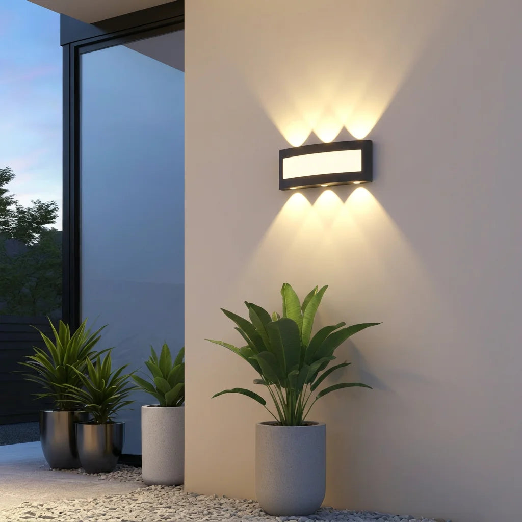 LED Aluminium Outdoor Wall Sconce in b-11w in a living room