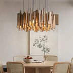 Retro Solid Wood Pendant Chandelier in light wood 80cm above a kitchen island