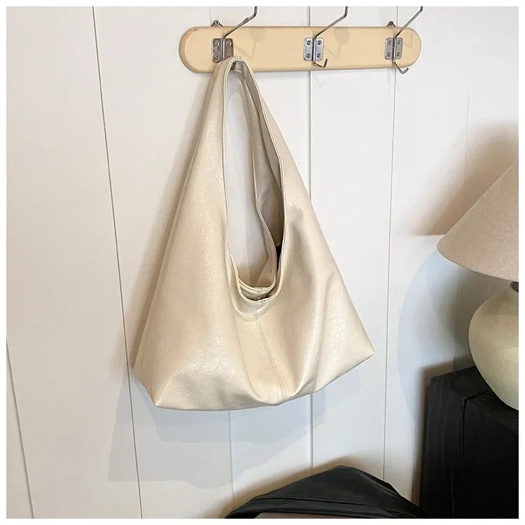 Large Capacity Hobo Shoulder Bag for Women – PU Leather Tote Handbag