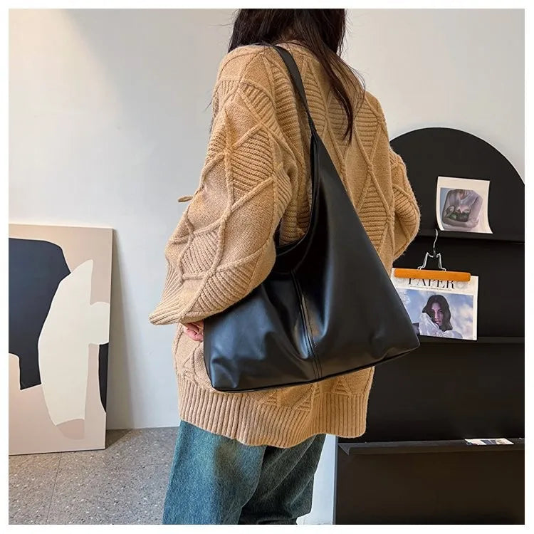 Women's Retro PU Tote Bag – Structured Hard Shell Shoulder Handbag