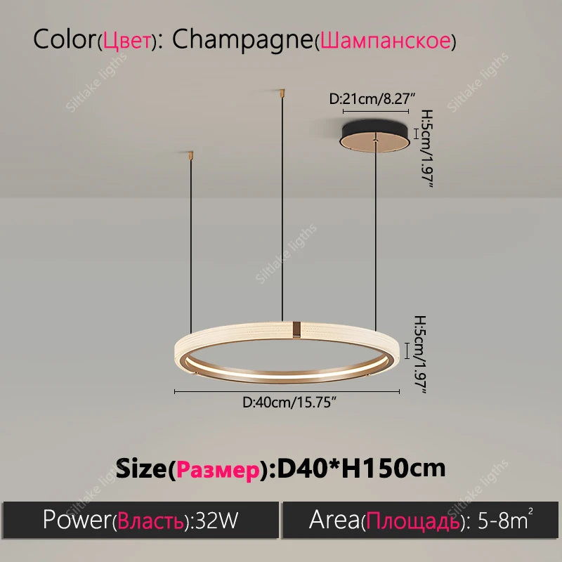 Modern Ring LED Chandelier – Round Pendant Light in type d 60cm 40cm in an entryway