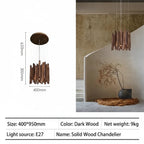 Retro Solid Wood Pendant Chandelier in dark wood 100cm in an entryway