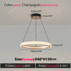 Modern Ring LED Chandelier – Round Pendant Light in cool white (6000k) above a kitchen island