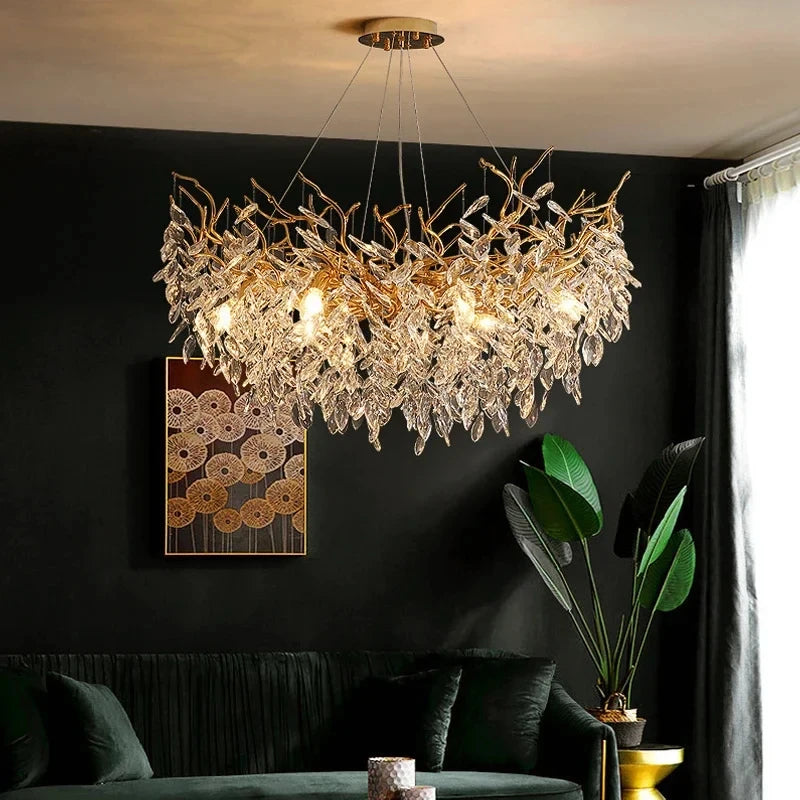 Luxury Gold Crystal LED Chandelier in round 60cm in a living room