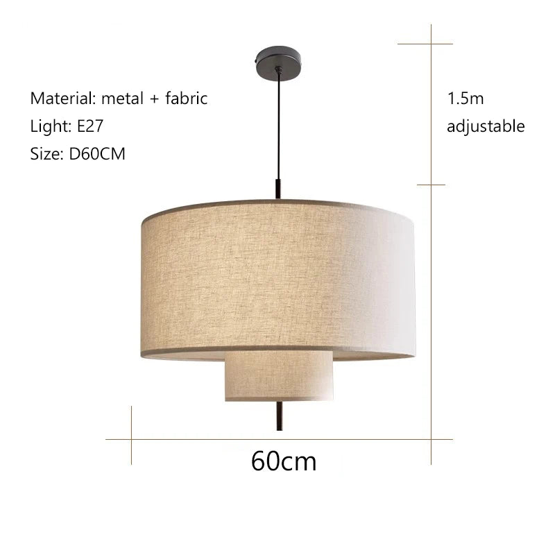 Nordic Wabi-Sabi Fabric Pendant Chandelier in d30cm above a kitchen island