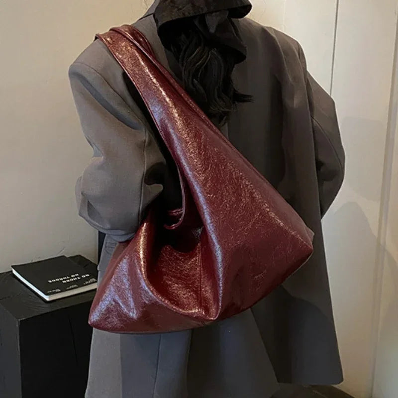 Large Capacity Hobo Shoulder Bag for Women – PU Leather Tote Handbag