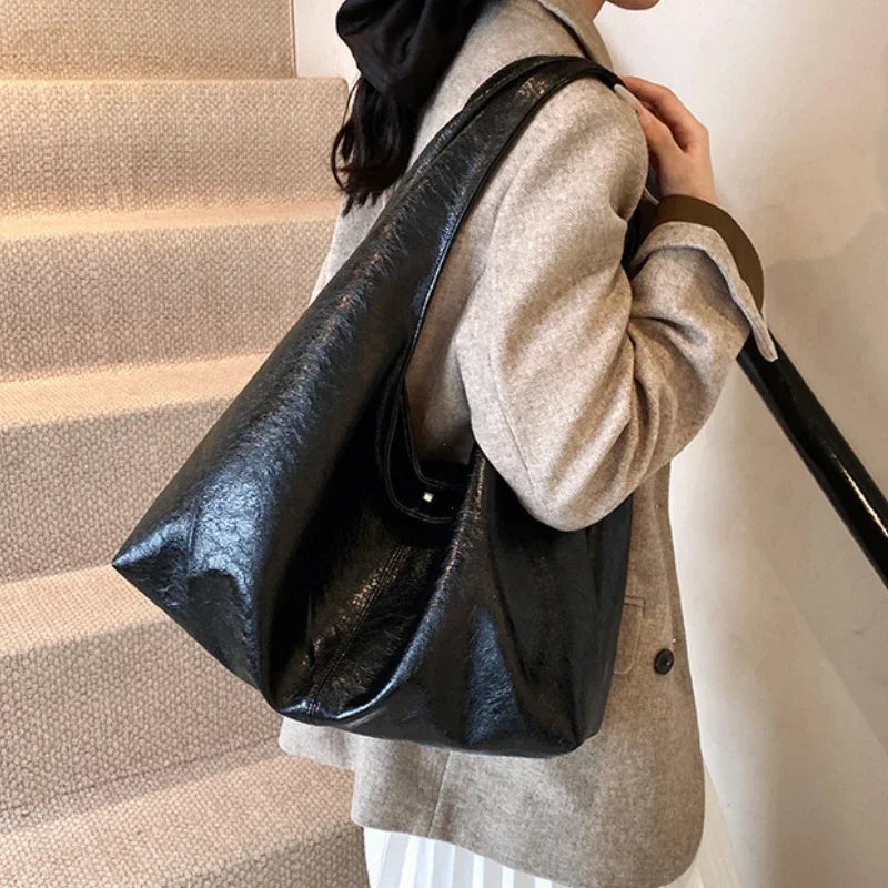 Large Capacity Hobo Shoulder Bag for Women – PU Leather Tote Handbag