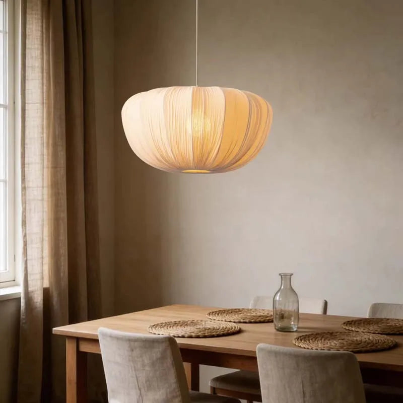 Nordic Wabi-Sabi Fabric Chandelier in d60cm above a kitchen island