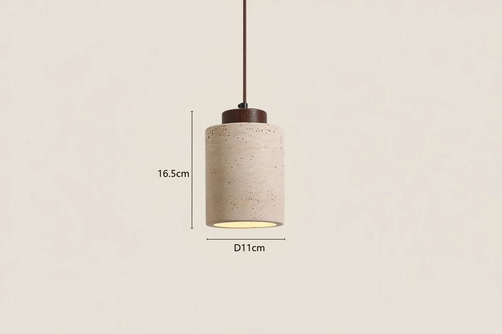Travertine Stone LED Pendant Light in d051-p walnut color above a kitchen island