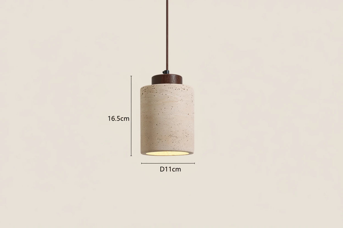 Travertine Stone LED Pendant Light in d051-p walnut color above a kitchen island
