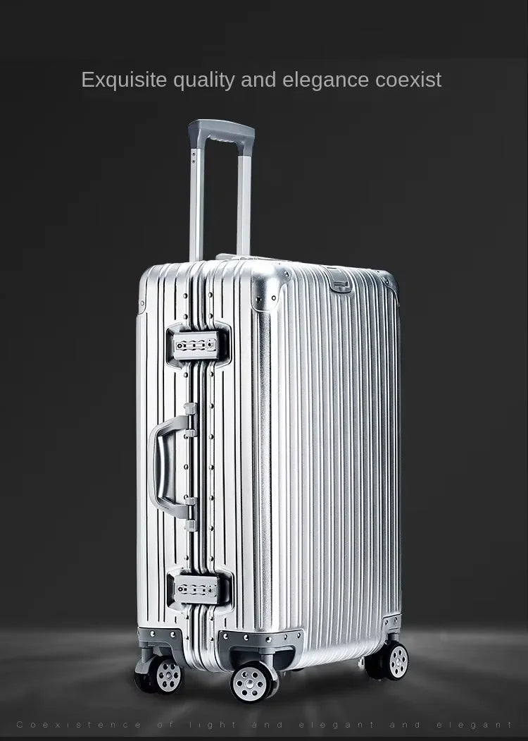 Aluminium Spinner Suitcase – 100% Aluminium-Magnesium Alloy Luggage with Password Lock