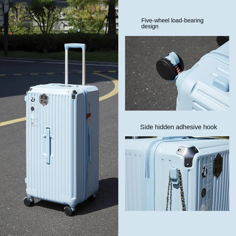 Oversized Spinner Suitcase – High Capacity 5-Wheel Trolley Luggage with Lock