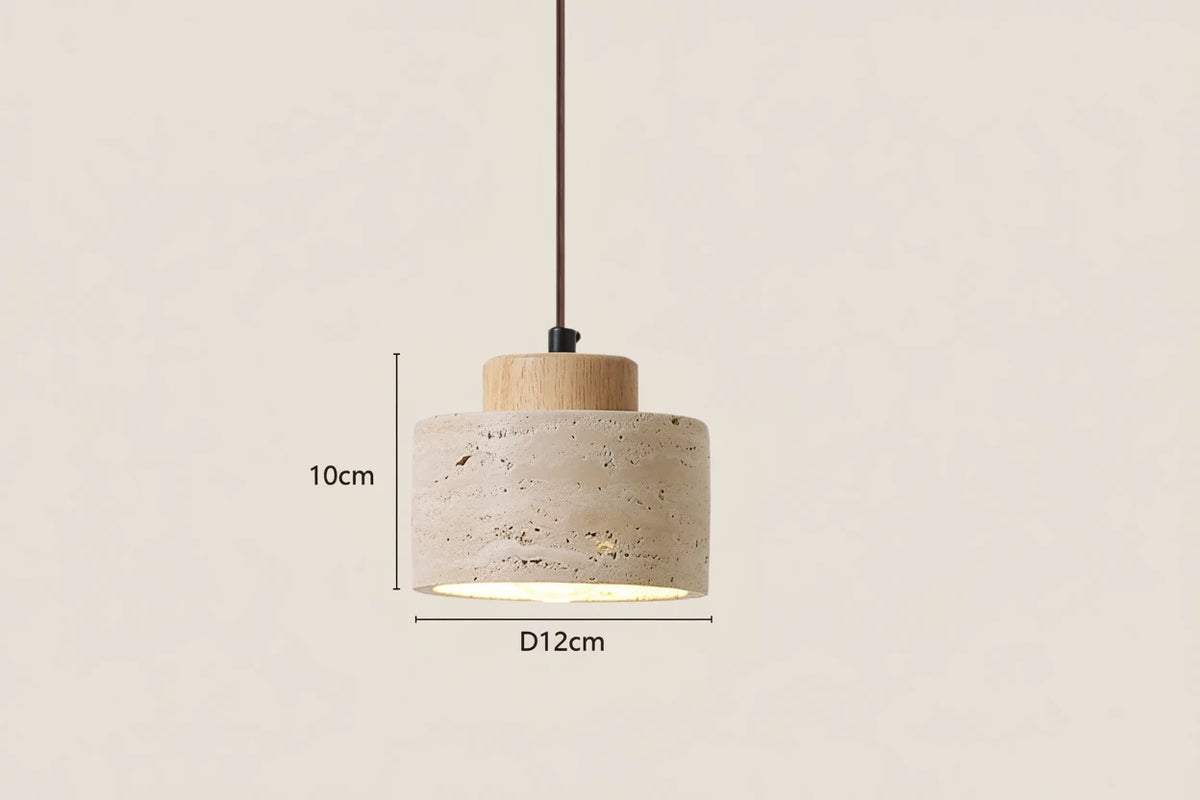 Travertine Stone LED Pendant Light in neutral light 4000k above a kitchen island