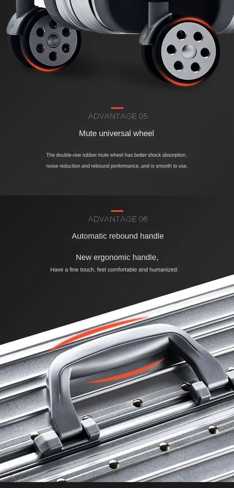 Aluminium Spinner Suitcase – 100% Aluminium-Magnesium Alloy Luggage with Password Lock