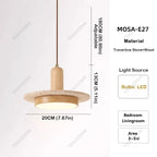 Travertine Kitchen Island Pendant Light in d159-20cm-walunt-3 over a dining table