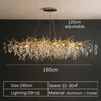 Luxury Gold Crystal LED Chandelier in neutral light above a stairwell