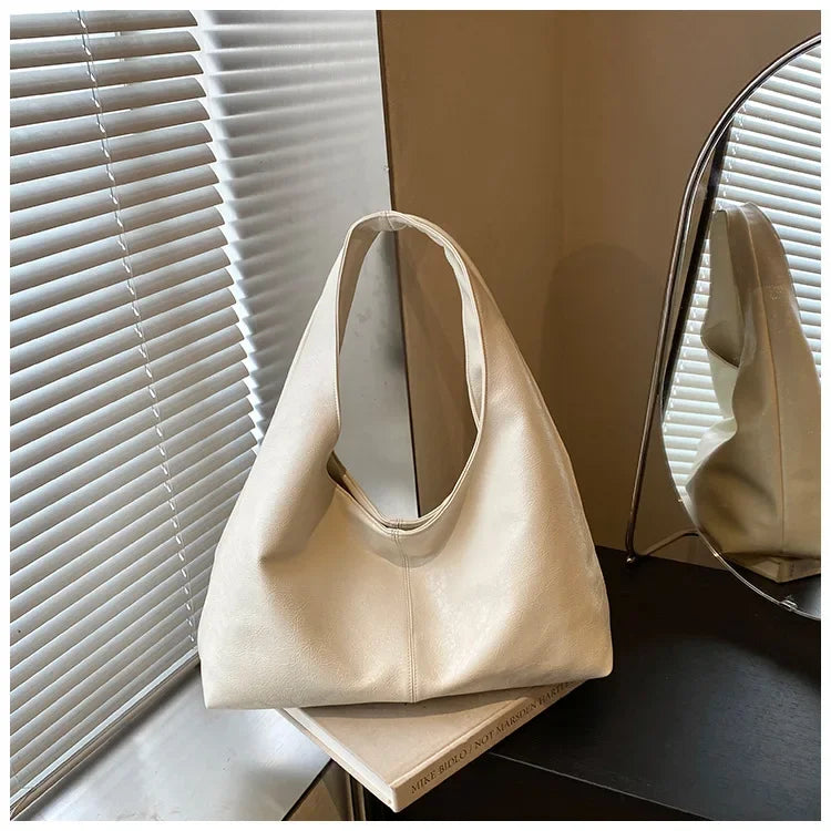 Large Capacity Hobo Shoulder Bag for Women – PU Leather Tote Handbag